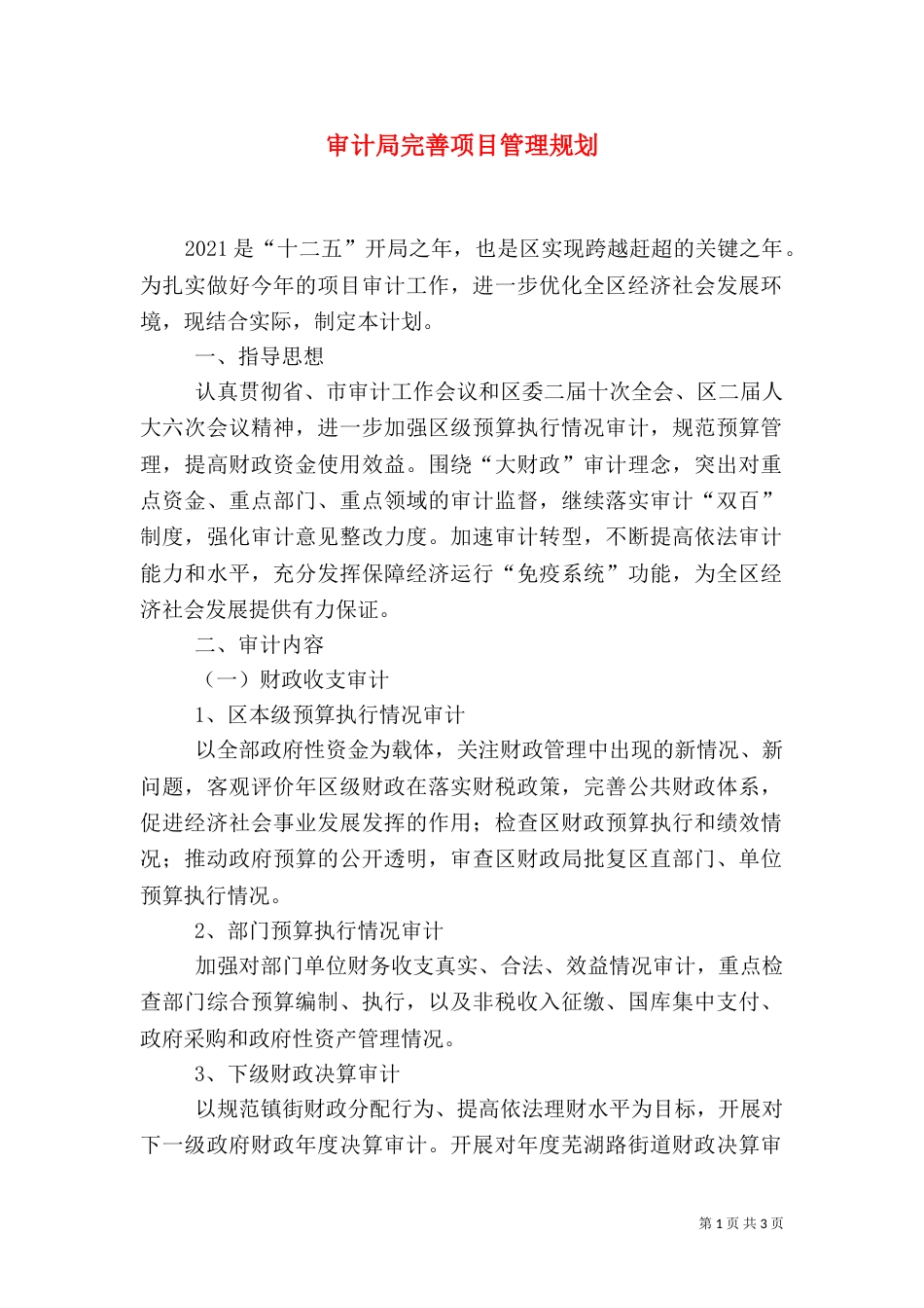 审计局完善项目管理规划_第1页