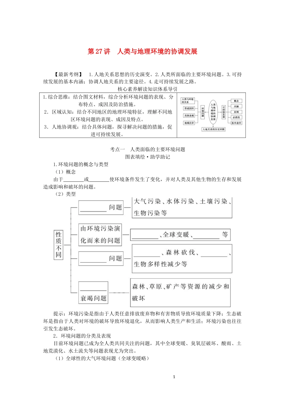 统考版2023版高三地理一轮复习第27讲人类与地理环境的协调发展讲义_第1页