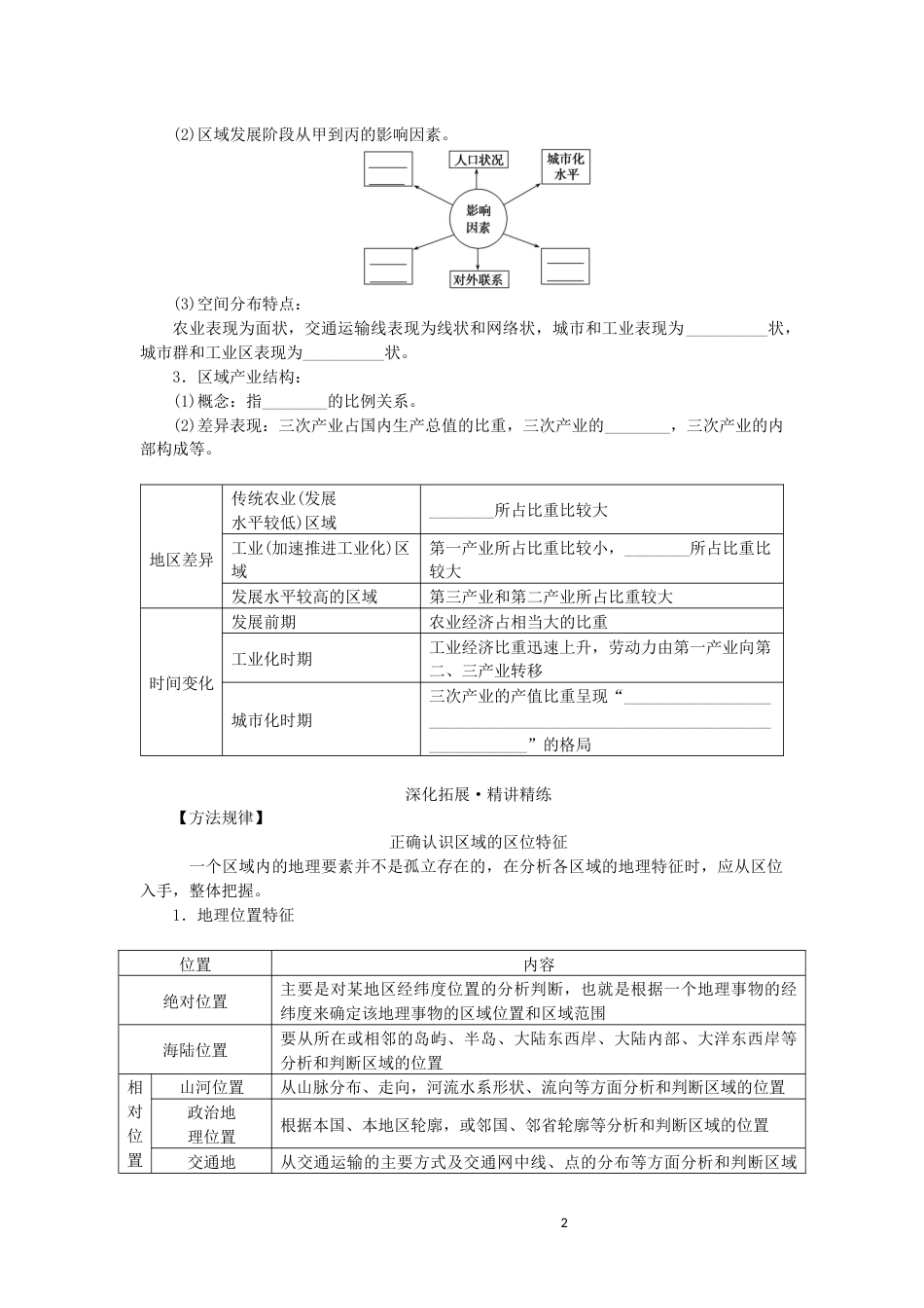 统考版2023版高三地理一轮复习第28讲区域的基本含义区域发展阶段和区域发展差异讲义_第2页