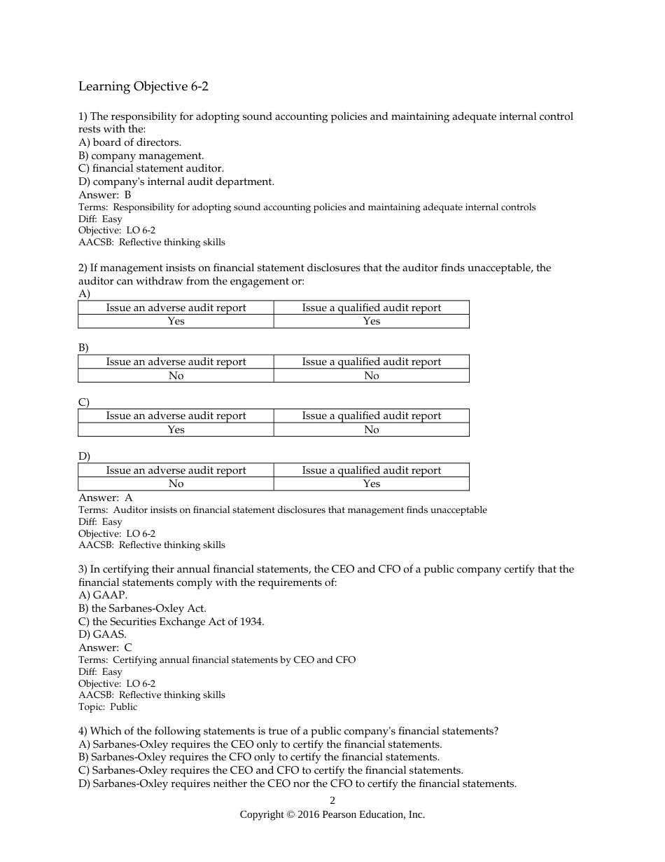 审计学一种整合方法Auditing&AssuranceServicesAnintegratedapproachTestBankchapter6_第2页