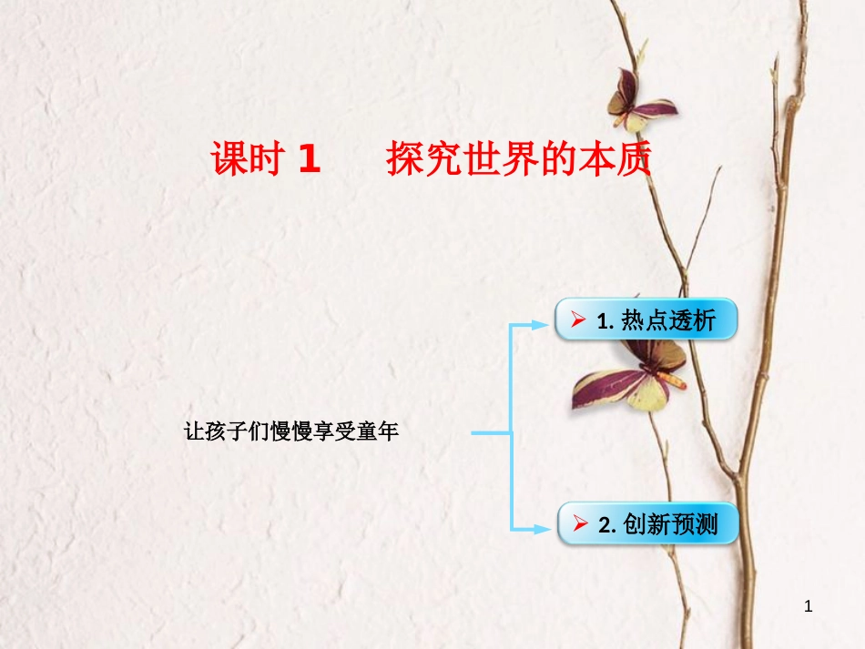 （全国通用Ⅱ）高考政治一轮复习 考点专题 模块4 单元14 课时1 探究世界的本质 热点突破 让孩子们慢慢享受童年课件_第1页