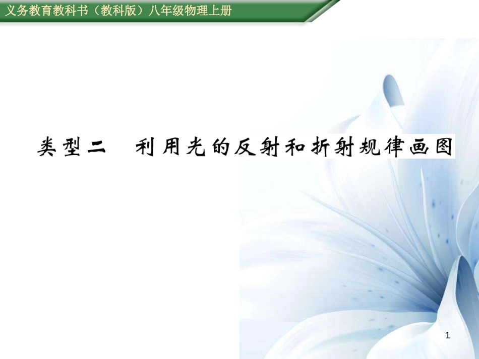 八年级物理上册 第4章 在光的世界里 重难点突破方法技巧 类型2 利用光的反射和折射规律画图课件 （新版）教科版[共17页]_第1页