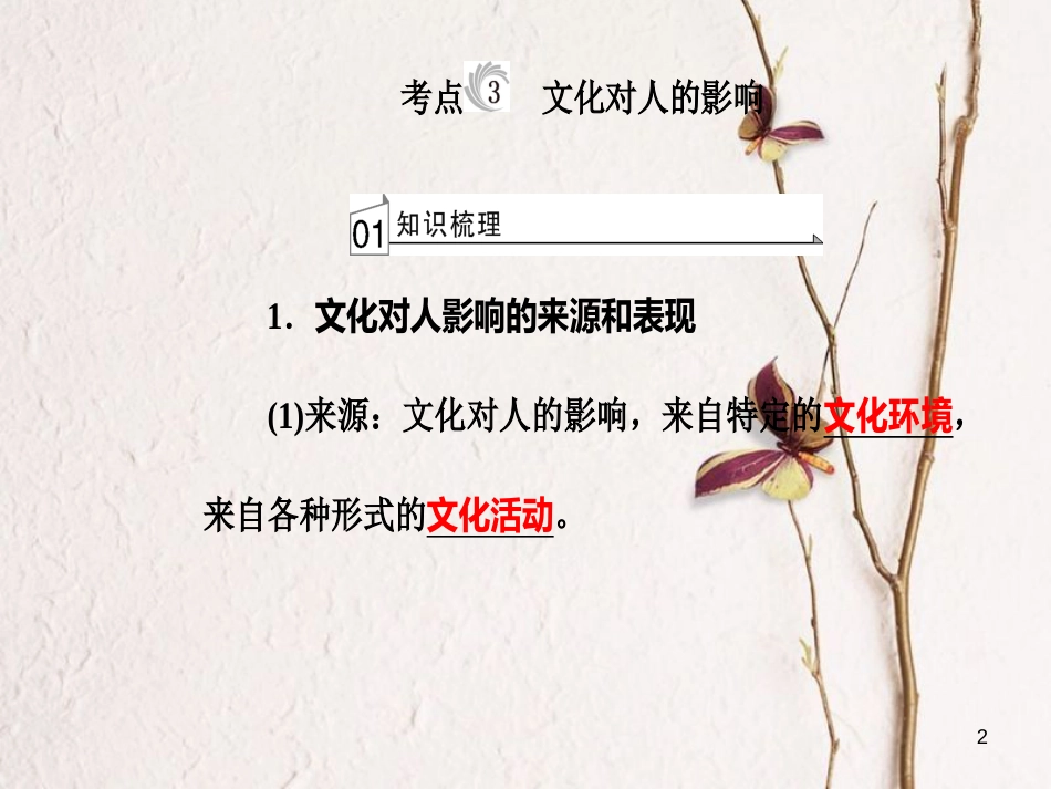 高考政治一轮复习 文化与生活 专题九 文化与生活 考点3 文化对人的影响课件[共33页]_第2页