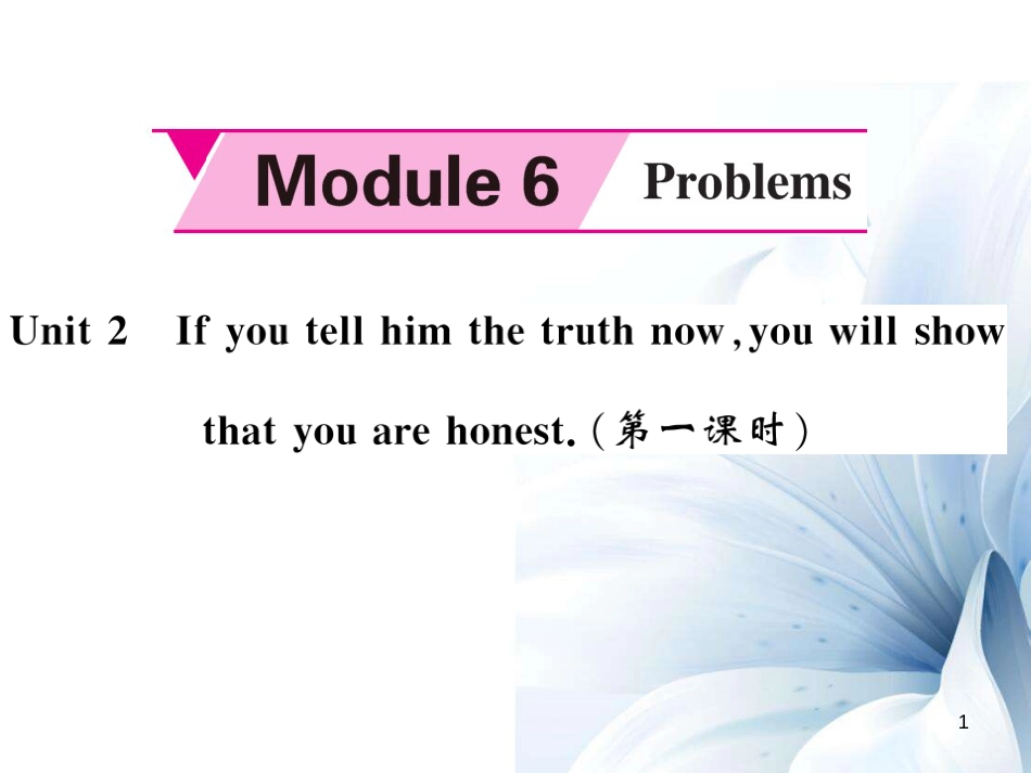 九年级英语上册 Module 6 Problems Unit 2 If you tell him the truth now, you will show that you are honest（第1课时）课件 （新版）外研版[共4页]_第1页