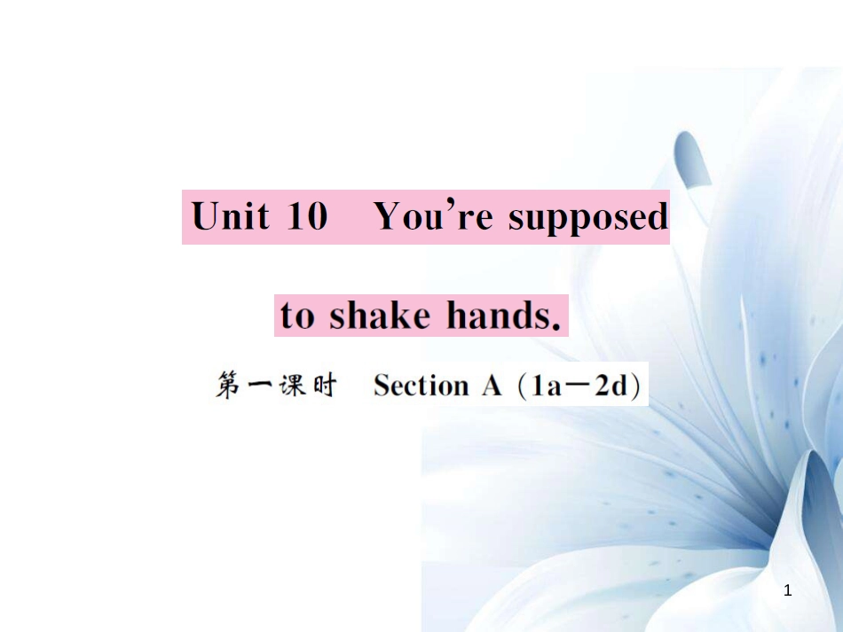 九年级英语全册 Unit 10 You’re supposed to shake hands（第1课时）课件 （新版）人教新目标版[共4页]_第1页