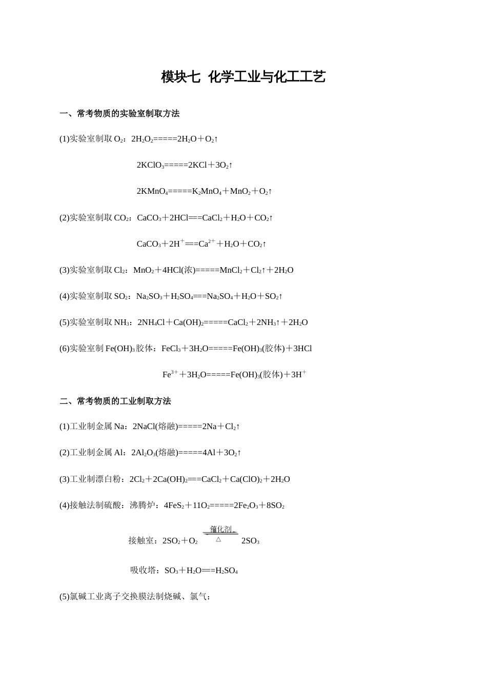 模块1.7 化学工业与化工工艺-【口袋书】2020年高考化学必背知识与解题秘籍完全手册_第1页