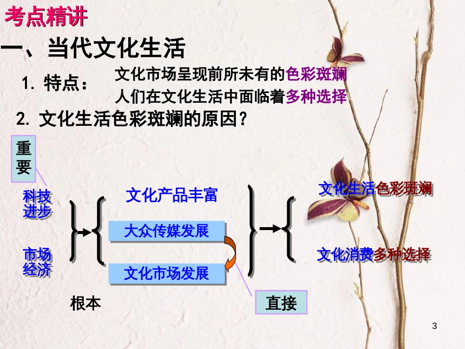 （全国通用Ⅱ）高考政治一轮复习 考点专题 模块3 单元12 课时1 走进文化生活 考点一 发展人民大众喜闻乐见的文化课件_第3页