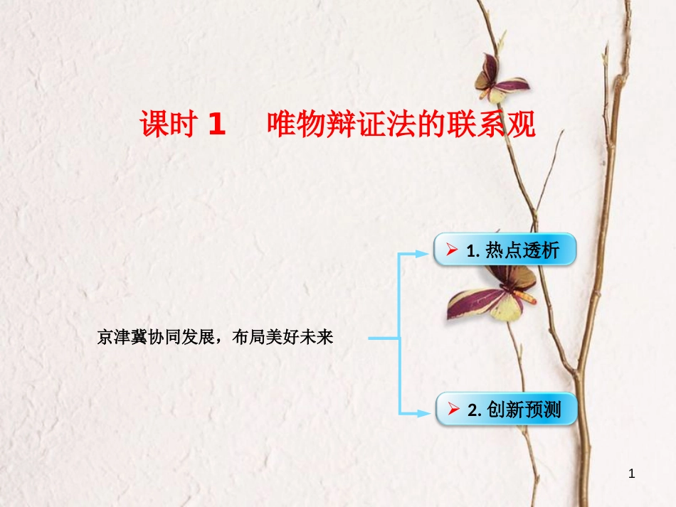 （全国通用Ⅱ）高考政治一轮复习 考点专题 模块4 单元15 课时1 唯物辩证法的联系观 热点突破 京津冀协同发展布局美好未来课件_第1页