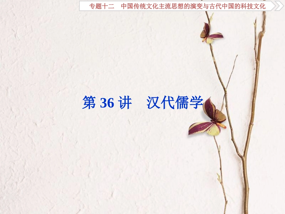 （全国通用）高考历史一轮复习 专题十二 中国传统文化主流思想的演变与古代中国的科技文化 第36讲 汉代儒学课件_第1页