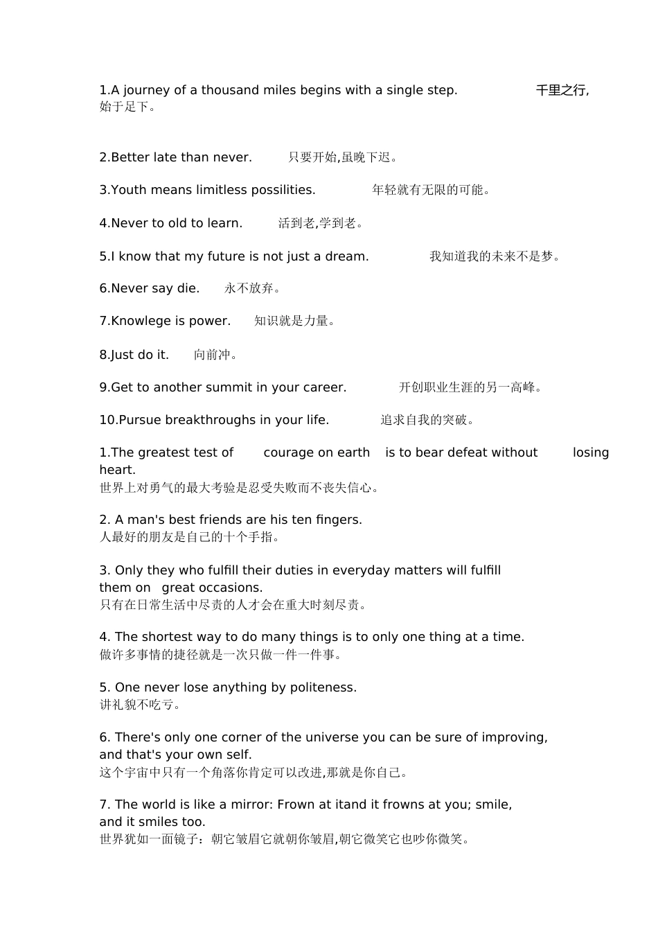 经典英语励志名言[共30页]_第1页