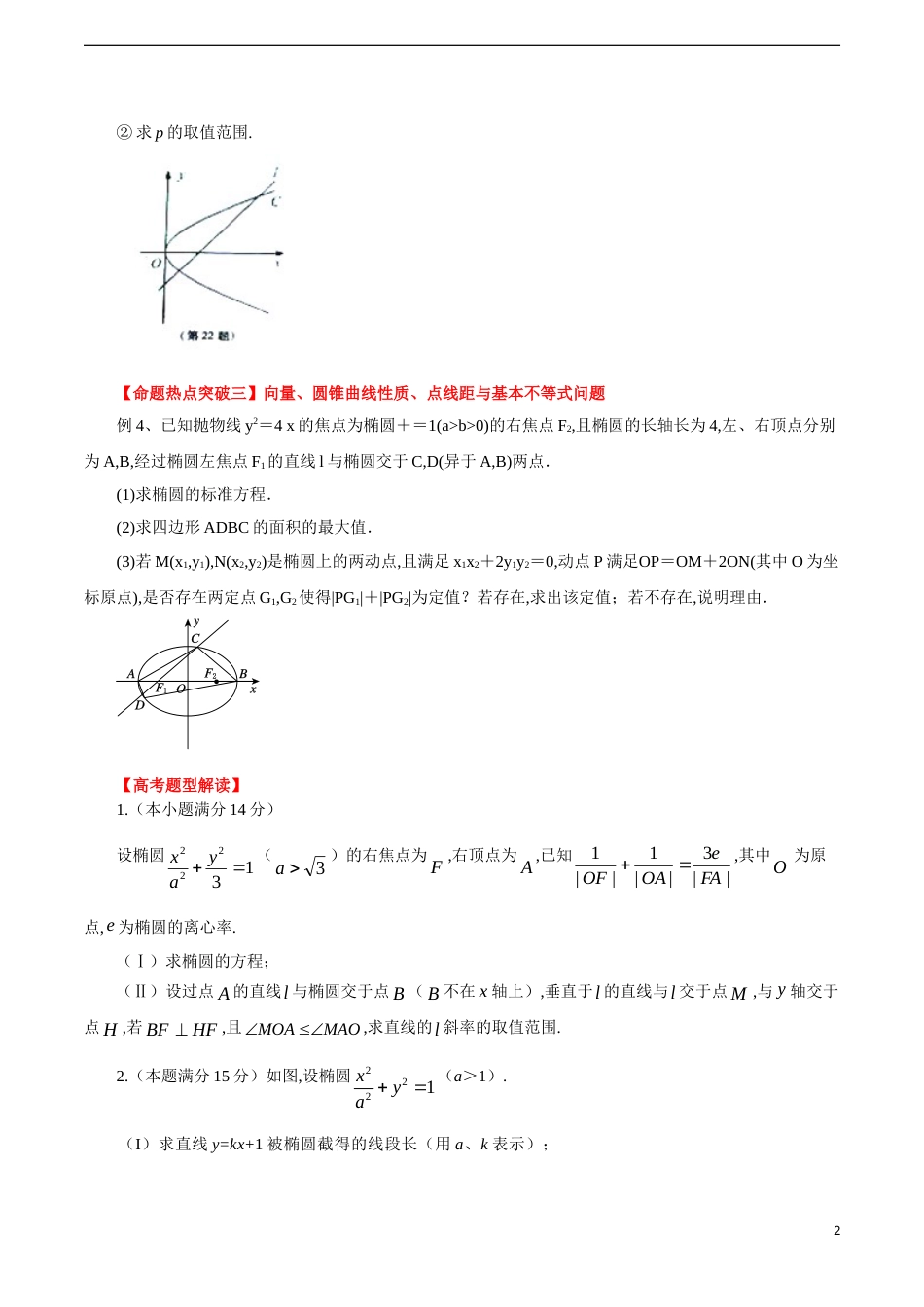 专题16 圆锥曲线中的热点问题（原卷版）_第2页