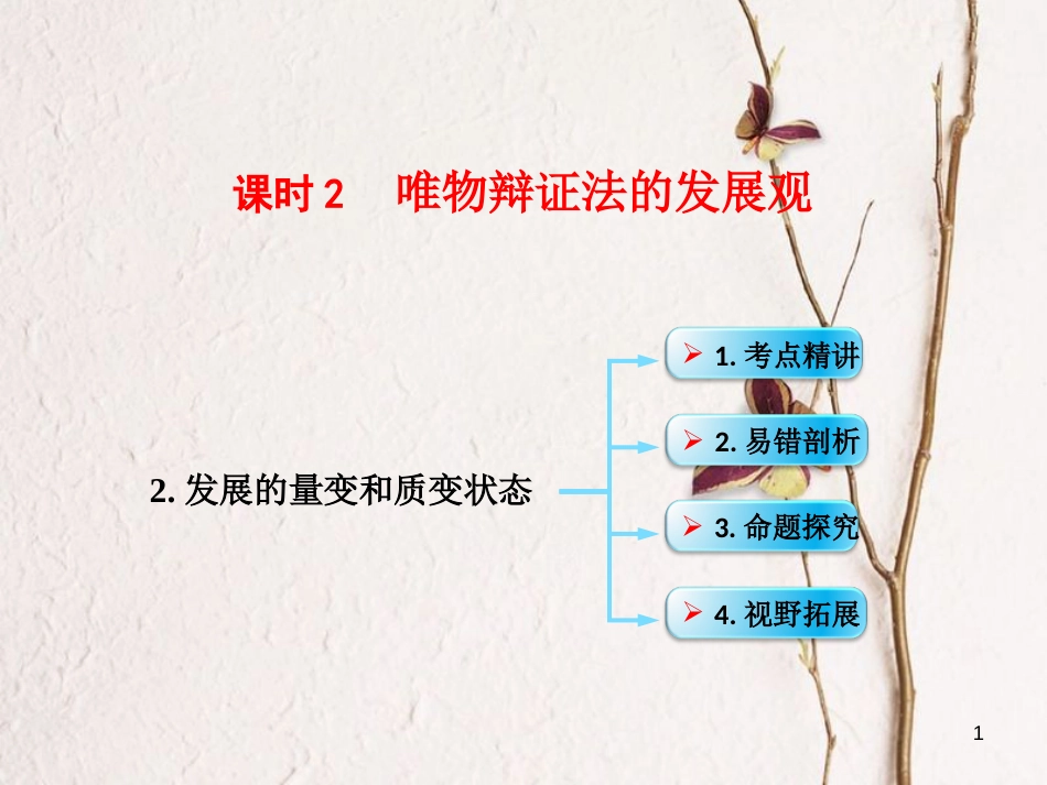 （全国通用Ⅱ）高考政治一轮复习 考点专题 模块4 单元15 课时2 唯物辩证法的发展观 考点二 发展的量变和质变状态课件_第1页