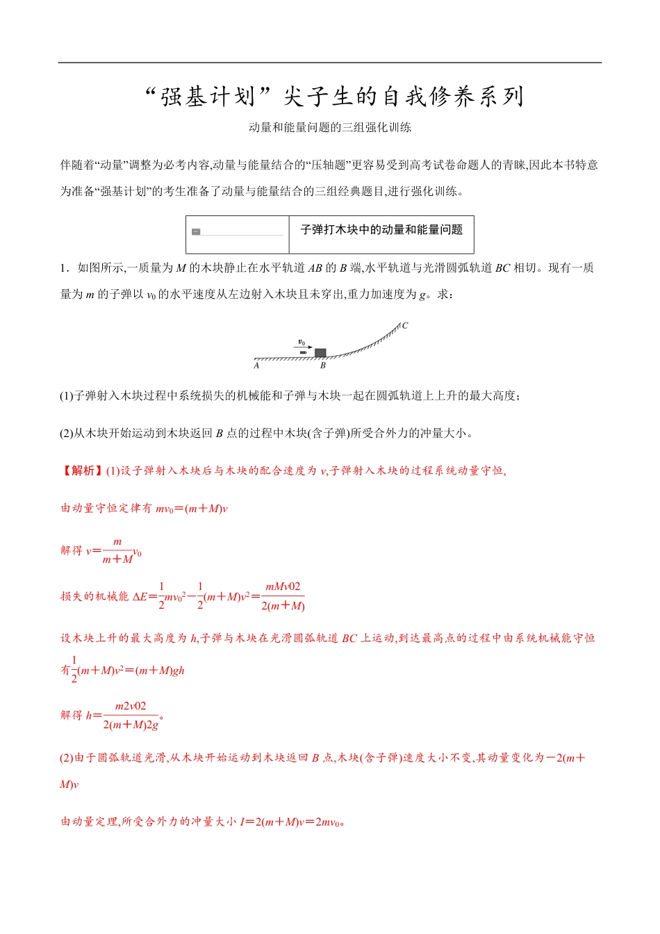 专题07 动量和能量问题的三组经典问题（解析版）_第1页