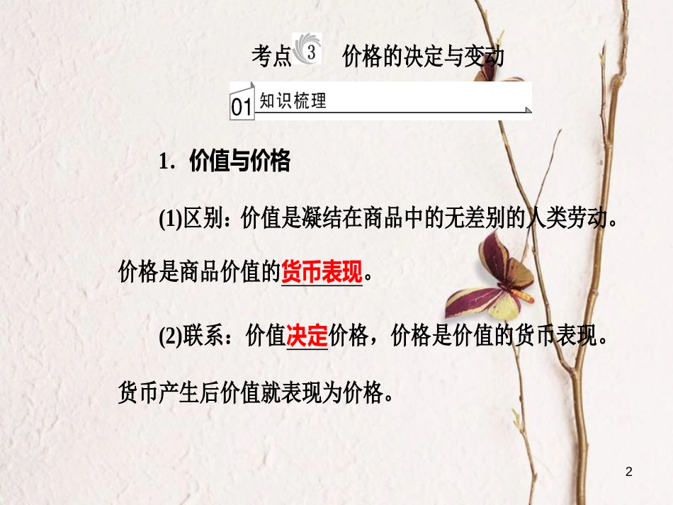 高考政治一轮复习 经济生活 专题一 生活与消费 考点3 价格的决定与变动课件[共26页]_第2页