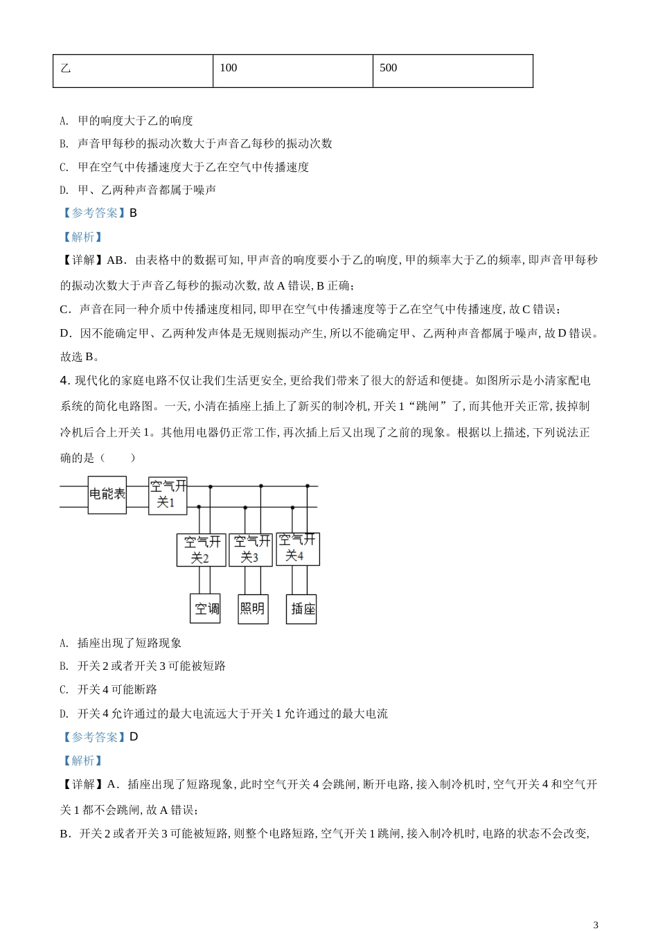 精品解析：2020年内蒙古呼和浩特市中考物理试题（解析版）_第3页