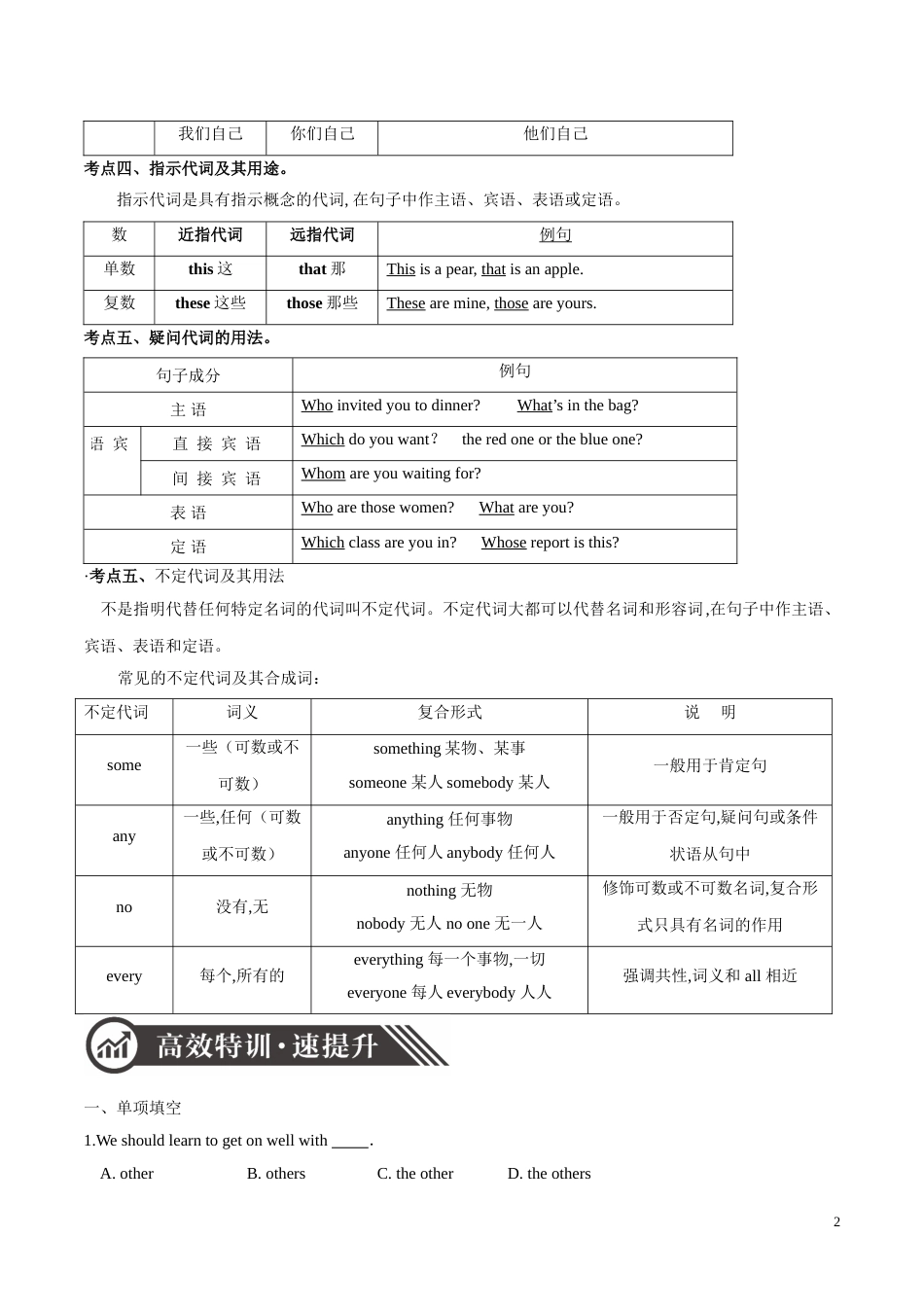 专题02 代词-备战2020年中考语法专项突破+题型特训_第2页