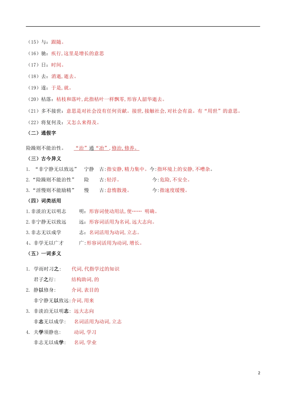 专题03 《诫子书》（知识梳理）（解析版）_第2页