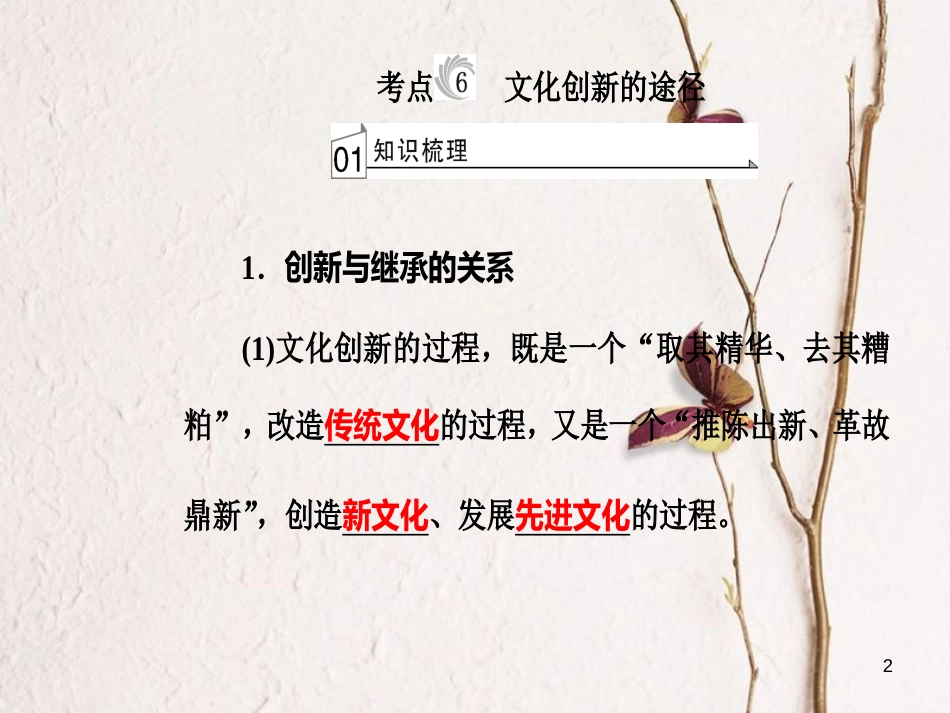高考政治一轮复习 文化与生活 专题十 文化传承与创新 考点6 文化创新的途径课件[共31页]_第2页