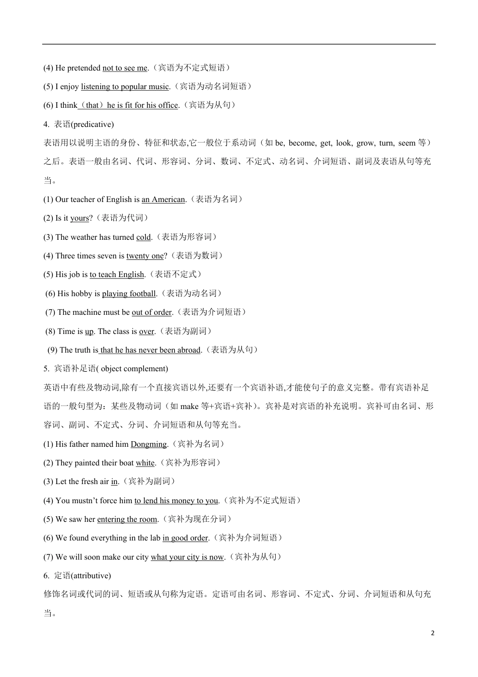 考点01 英语句子成分及基本结构（原卷版）_第2页