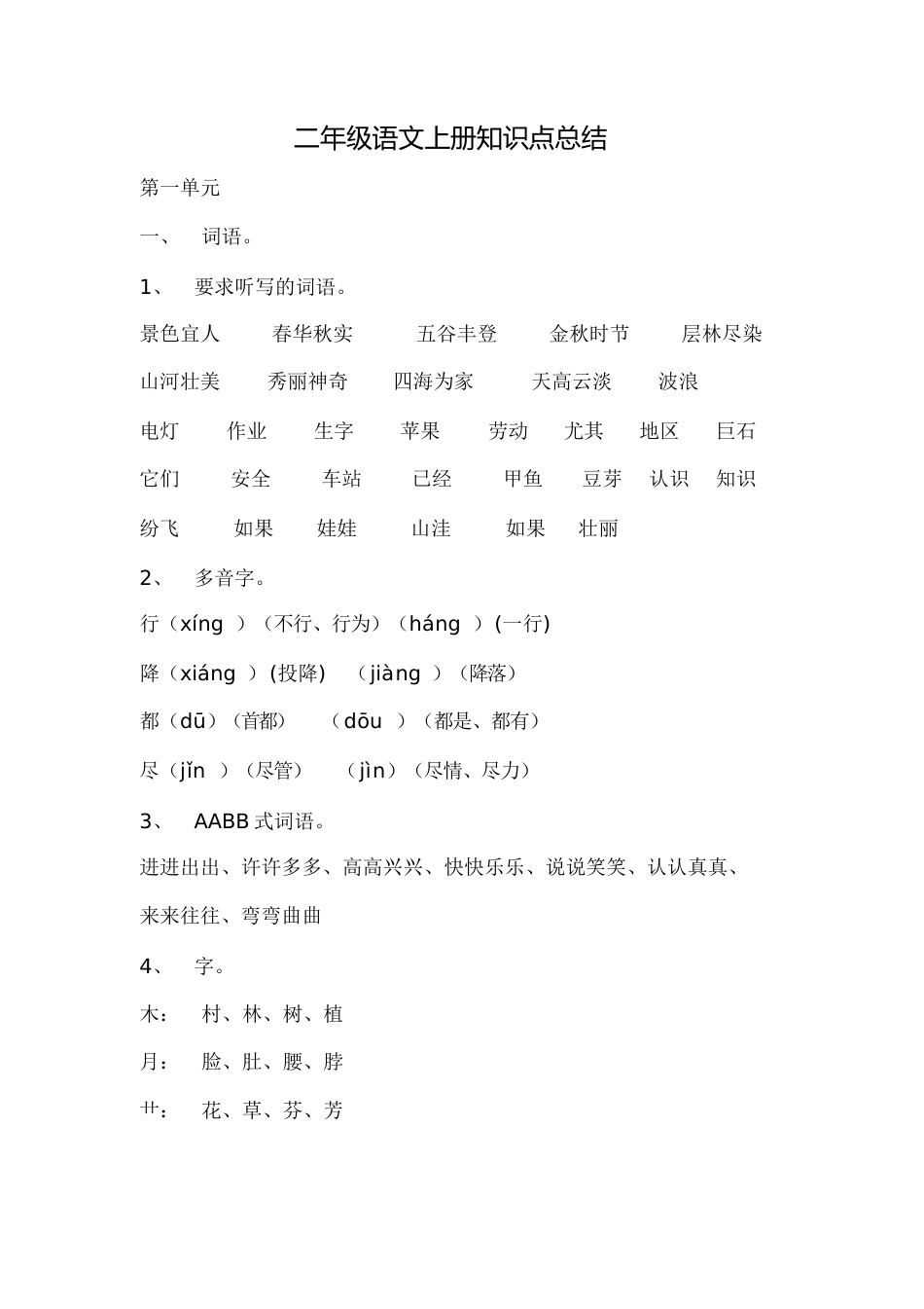 二年级语文上册知识点总结一[共4页]_第1页