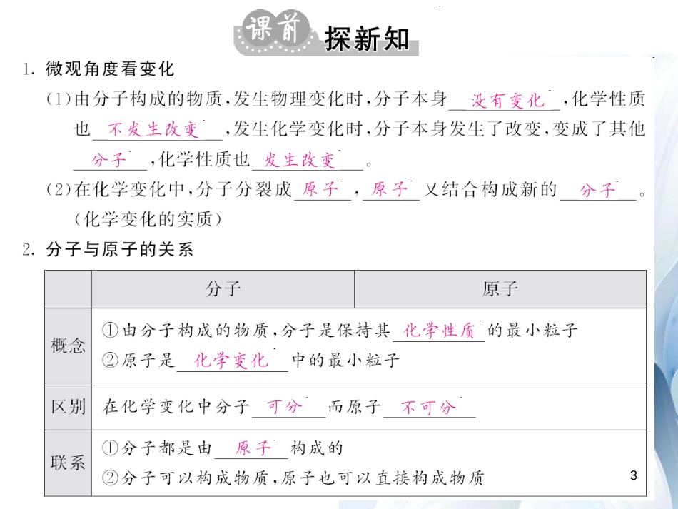 九年级化学上册 第3单元 物质构成的奥秘 课题1 第2课时 分子可以分为原子课件 （新版）新人教版[12页]_第3页