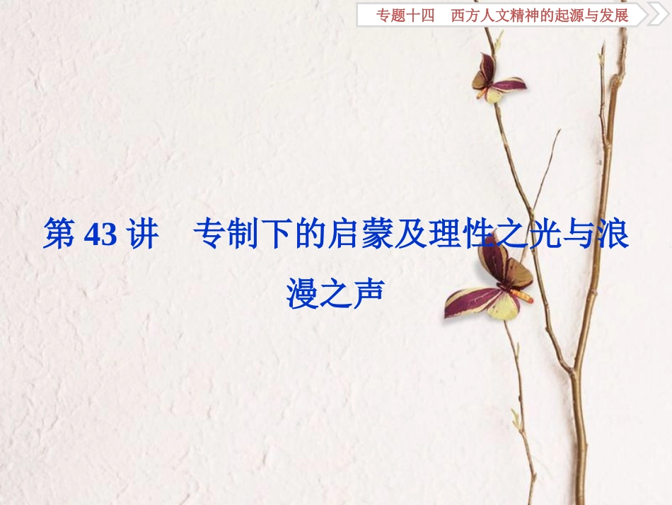 （全国通用）高考历史一轮复习 专题十四 西方人文精神的起源与发展 第43讲 专制下的启蒙及理性之光与浪漫之声课件_第1页