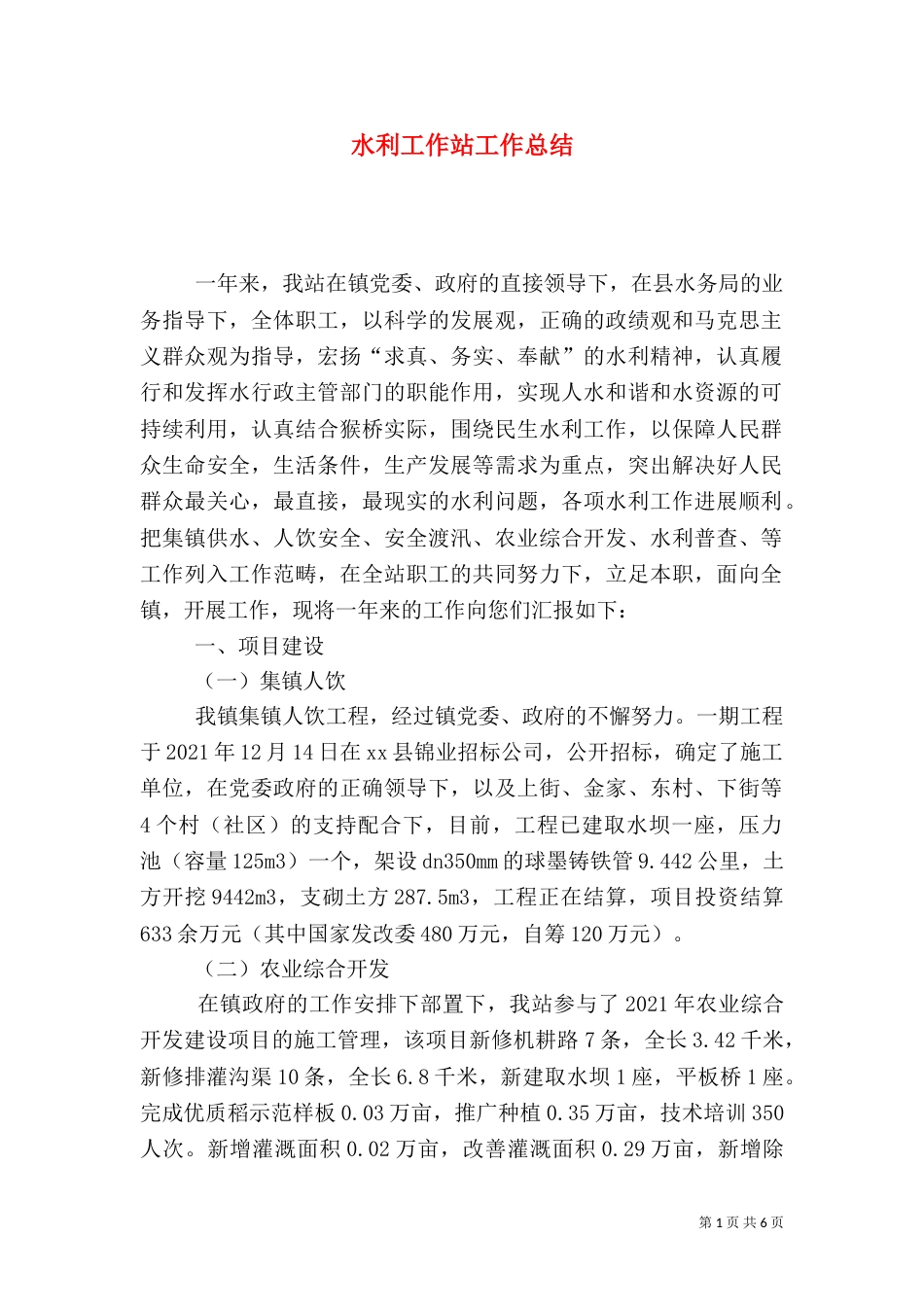 水利工作站工作总结_第1页