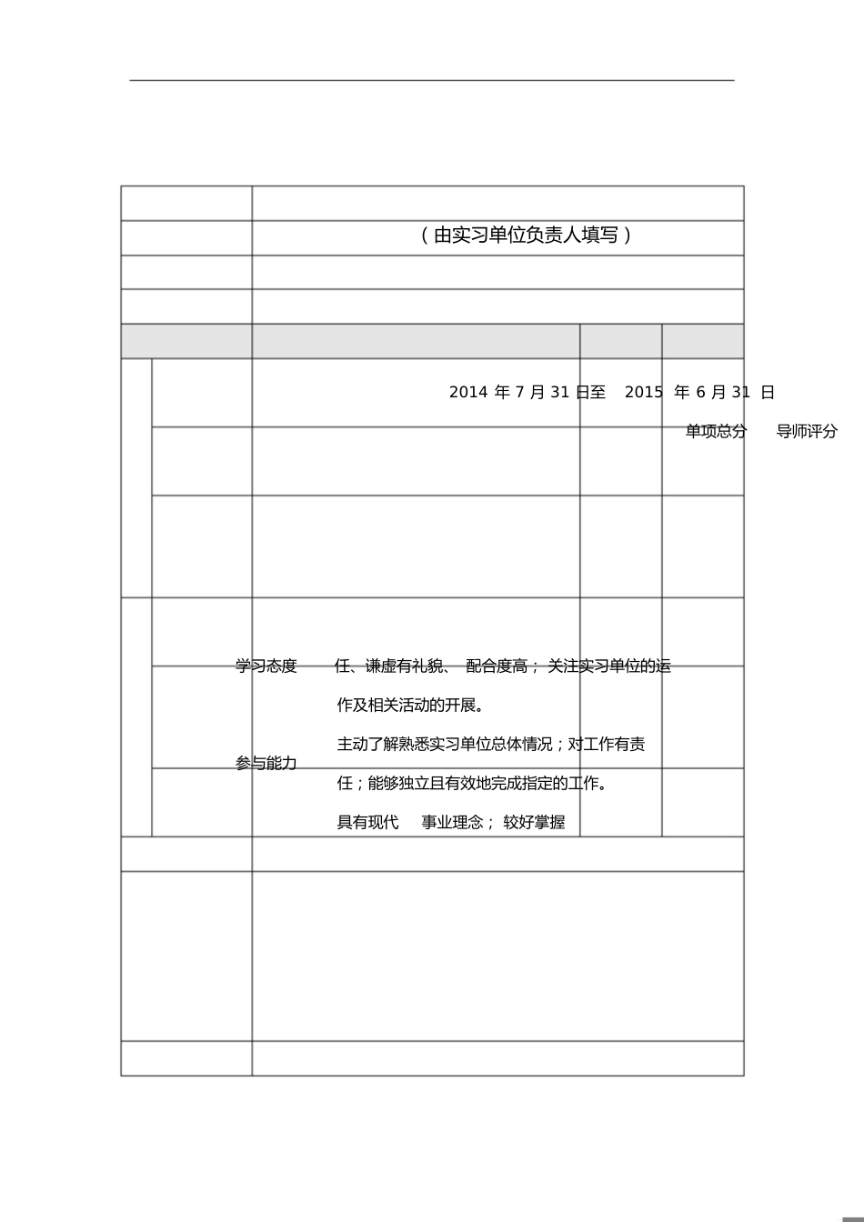 实习单位反馈表_第1页