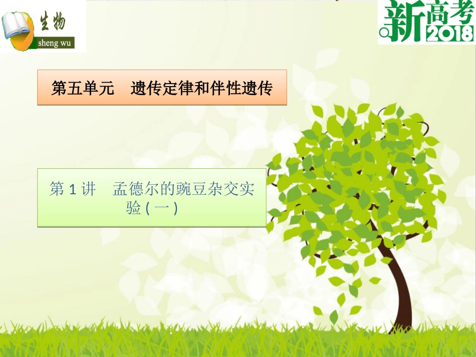 （全国卷 地区专用）高考生物总复习 第五单元 遗传定律和伴性遗传 第1讲 孟德尔的豌豆杂交实验（一）课件_第1页