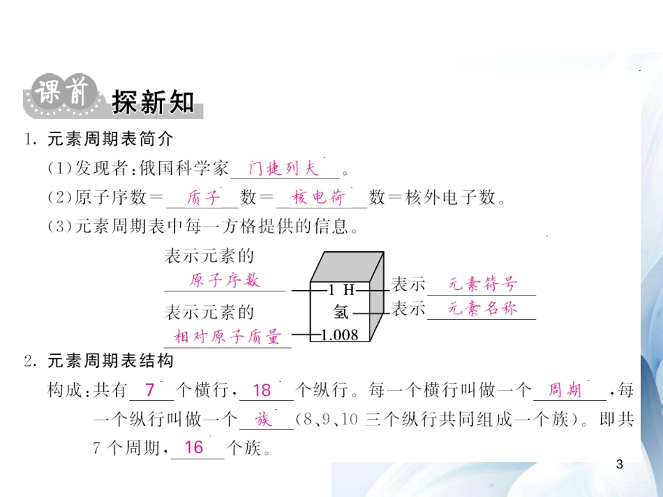 九年级化学上册 第3单元 物质构成的奥秘 课题3 元素 第2课时 元素周期表简介课件 （新版）新人教版[12页]_第3页