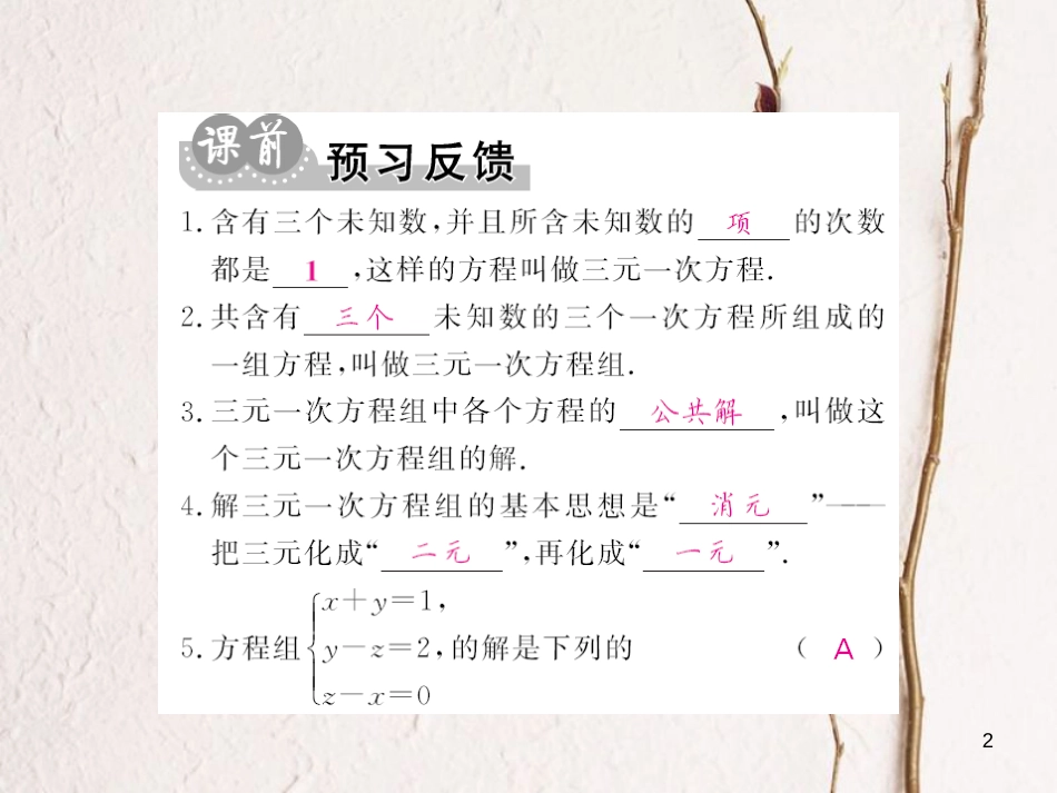 八年级数学上册 5.8 三元一次方程组小结与重热点专练课件 （新版）北师大版[共7页]_第2页