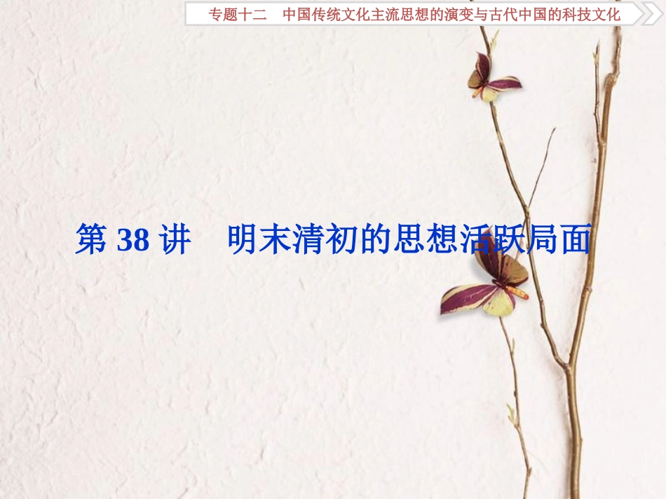 （全国通用）高考历史一轮复习 专题十二 中国传统文化主流思想的演变与古代中国的科技文化 第38讲 明末清初的思想活跃局面课件_第1页