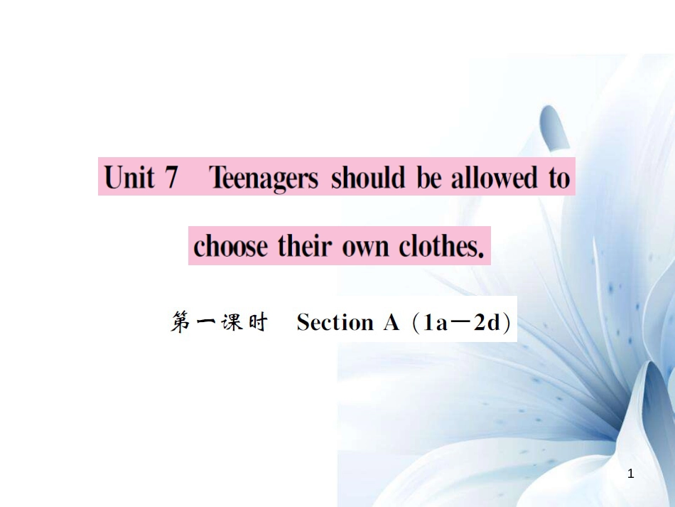 九年级英语全册 Unit 7 Teenagers should be allowed to choose their own clothes（第1课时）课件 （新版）人教新目标版[共4页]_第1页