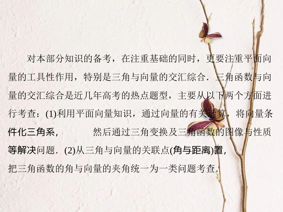 高考数学大一轮复习 专题2 三角函数、平面向量综合题的解答课件 文 北师大版_第3页