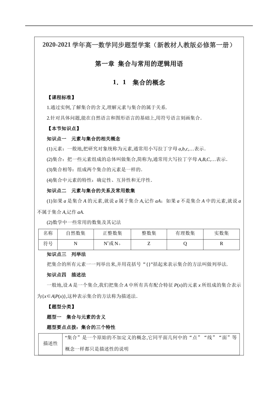 1.1 集合的概念（原卷版）[1]_第1页