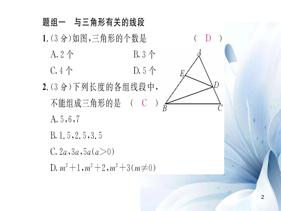 八年级数学上册 第十一章 三角形双休作业一课件 （新版）新人教版[共19页]_第2页