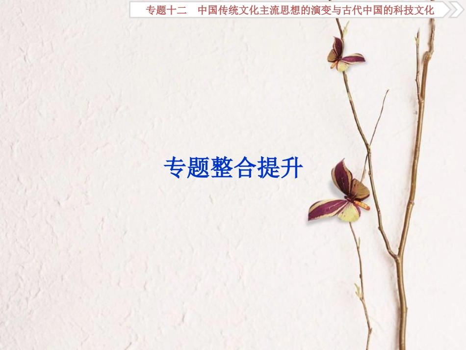 （全国通用）高考历史一轮复习 专题十二 中国传统文化主流思想的演变与古代中国的科技文化专题整合提升课件_第1页