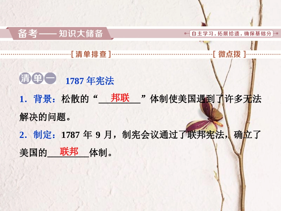 （全国通用）高考历史一轮复习 专题四 古代希腊、罗马的政治文明和近代西方的民主政治 第14讲 美国1787年宪法课件_第2页