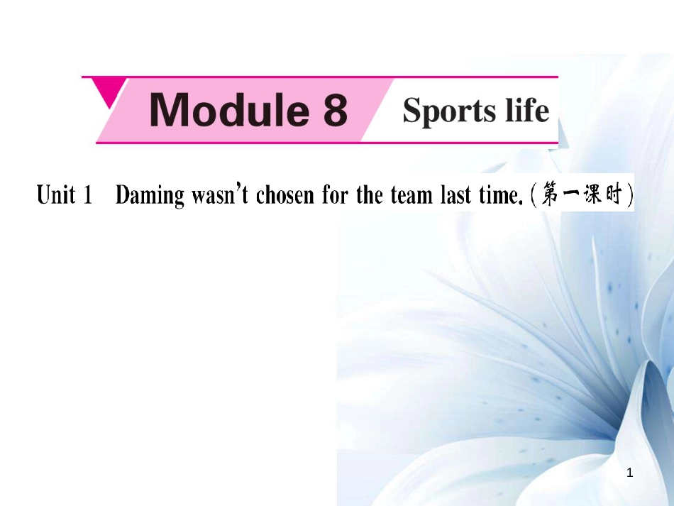 九年级英语上册 Module 8 Sporting life Unit 1 Daming wasn’t chosen for the team last time（第1课时）课件 （新版）外研版[共4页]_第1页