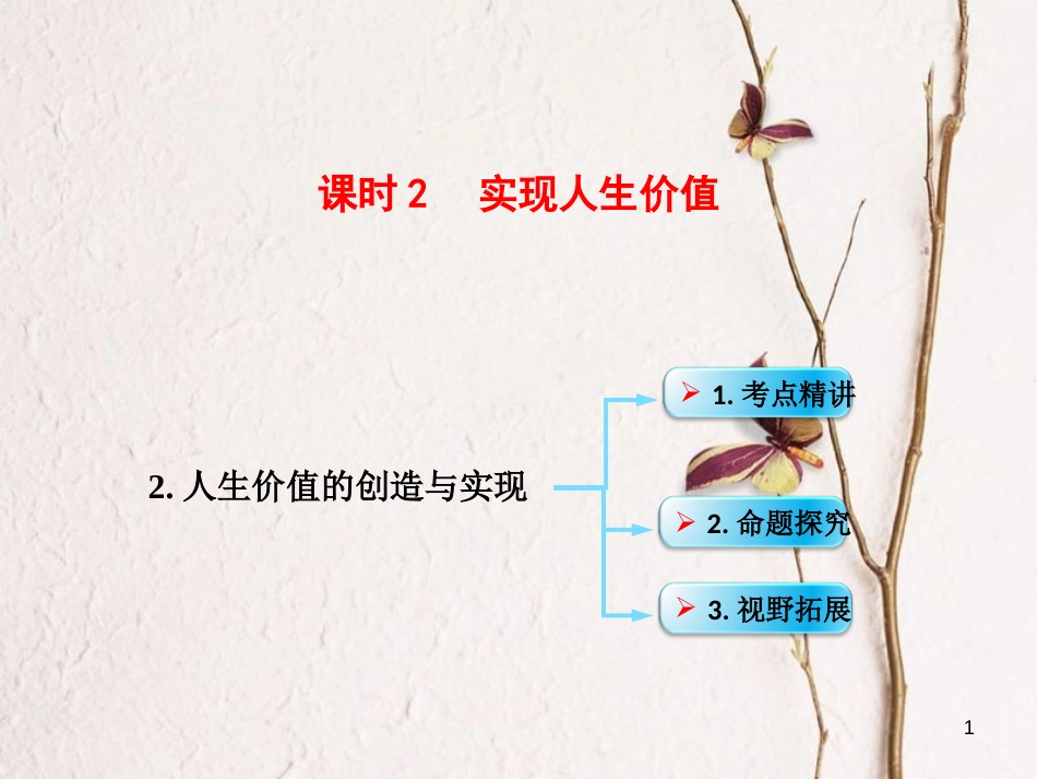 （全国通用Ⅱ）高考政治一轮复习 考点专题 模块4 单元16 课时2 实现人生价值 考点二 人生价值的创造与实现课件_第1页