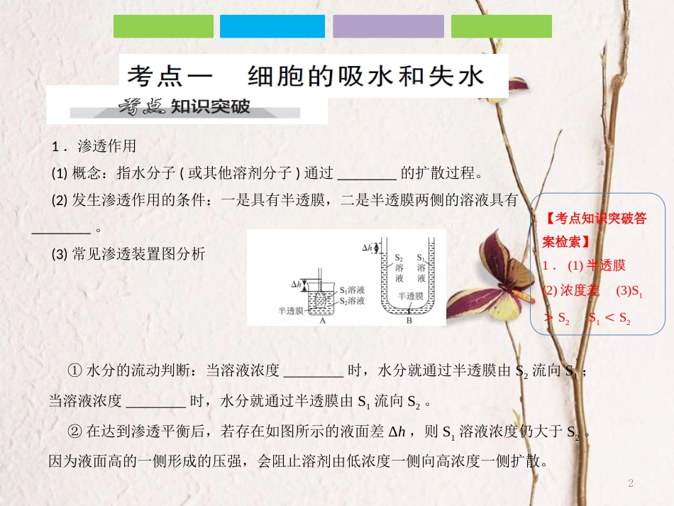 （全国卷 地区专用）高考生物总复习 第二单元 细胞的基本结构与物质的运输 第3讲 物质的输入和输出课件[共33页]_第2页