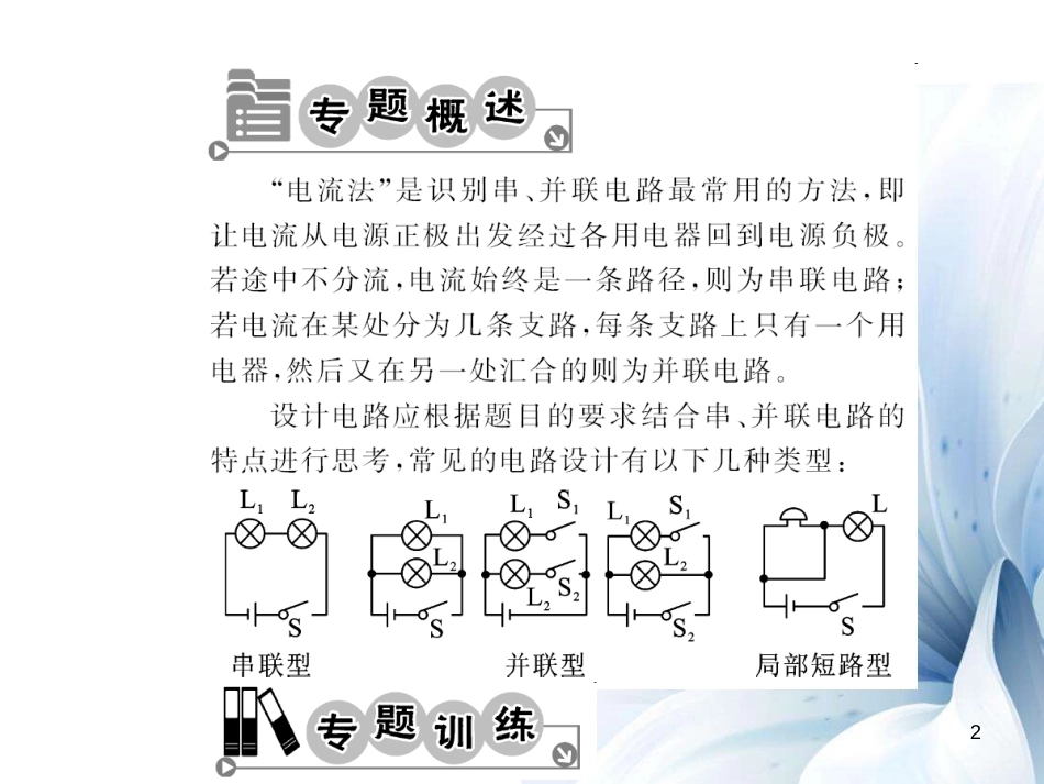 九年级物理全册 第15章 电流和电路 专题五 串、并联电路的识别与设计课件 （新版）新人教版[14页]_第2页