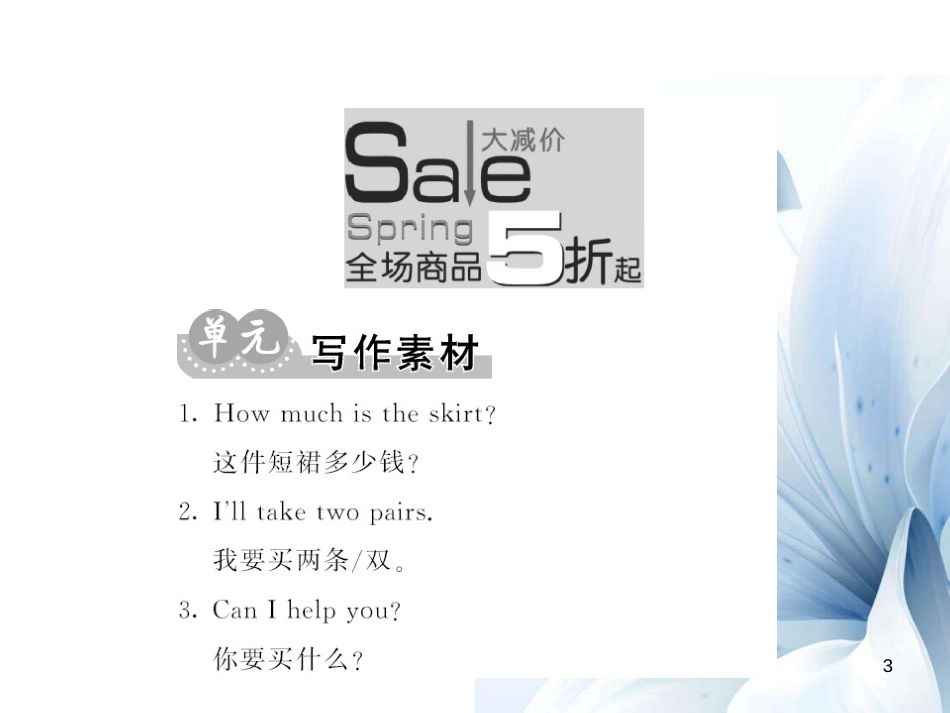 七年级英语上册 Unit 7 How much are these socks主题写作课件 （新版）人教新目标版[共8页]_第3页