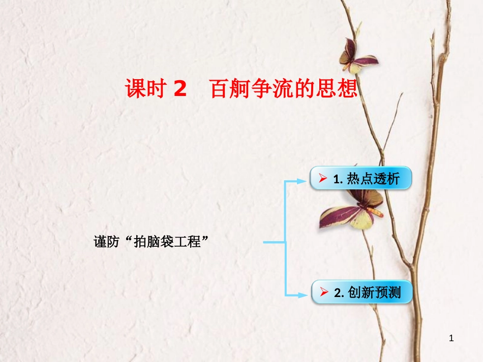 （全国通用Ⅱ）高考政治一轮复习 考点专题 模块4 单元13 课时2 百舸争流的思想 热点突破 谨防“拍脑袋工程”课件_第1页