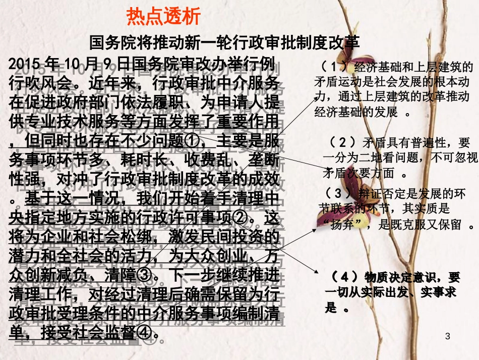 （全国通用Ⅱ）高考政治一轮复习 考点专题 模块4 单元16 寻觅社会的真谛 课时1 热点突破 国务院将推动新一轮行政审批制度改革课件_第2页