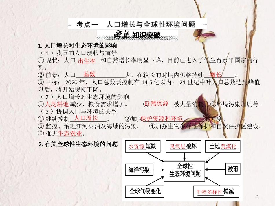 （全国卷 地区专用）高考生物总复习 第十一单元 生态系统和环境保护 第3讲 生态环境的保护课件_第2页