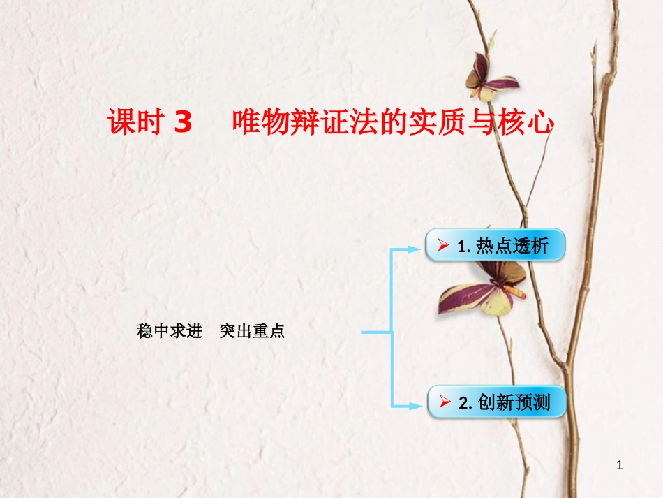 （全国通用Ⅱ）高考政治一轮复习 考点专题 模块4 单元15 课时3 唯物辩证法的实质与核心 热点突破 稳中求进 突出重点课件_第1页