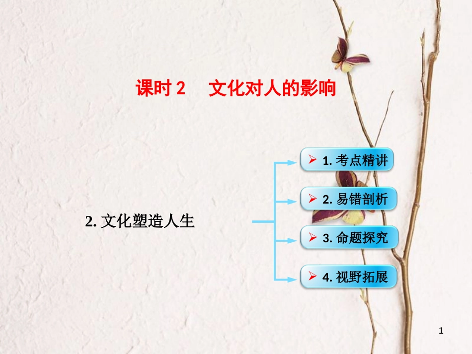 （全国通用Ⅱ）高考政治一轮复习 考点专题 模块4 单元9 课时2 文化对人的影响 考点二 文化塑造人生课件_第1页