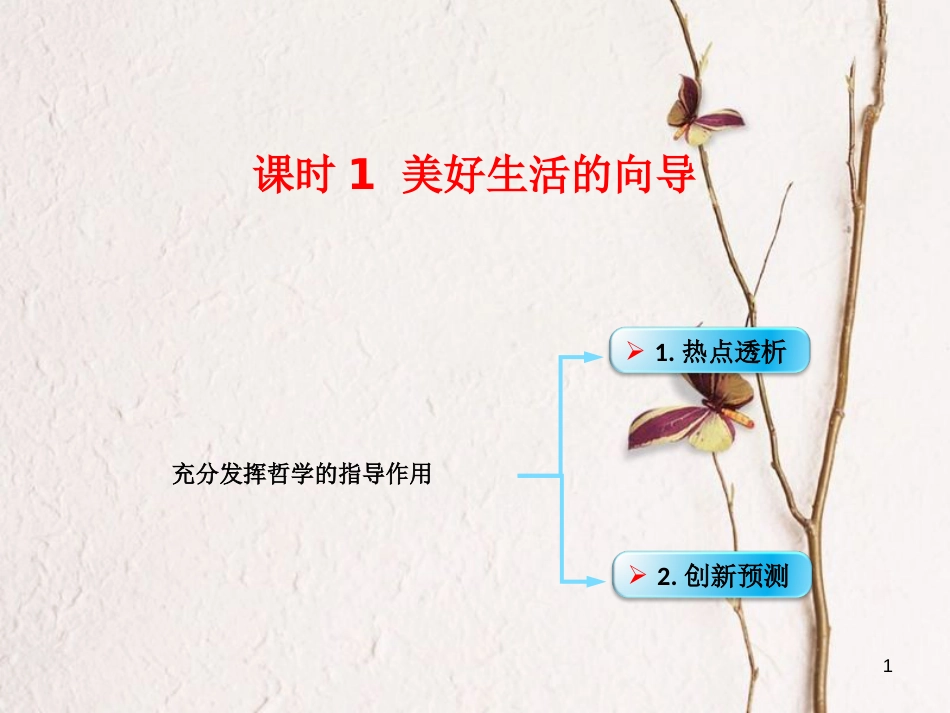 （全国通用Ⅱ）高考政治一轮复习 考点专题 模块4 单元13 课时1 美好生活的向导 热点突破 充分发挥哲学的指导作用课件_第1页