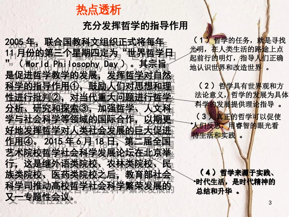 （全国通用Ⅱ）高考政治一轮复习 考点专题 模块4 单元13 课时1 美好生活的向导 热点突破 充分发挥哲学的指导作用课件_第2页
